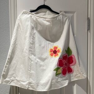 Floral Embroidered White Skirt